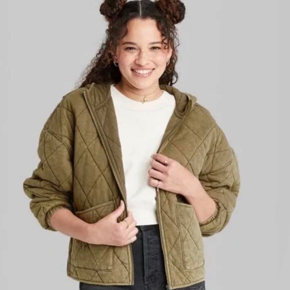 Wild Fable Olive Green Quilted Jacket